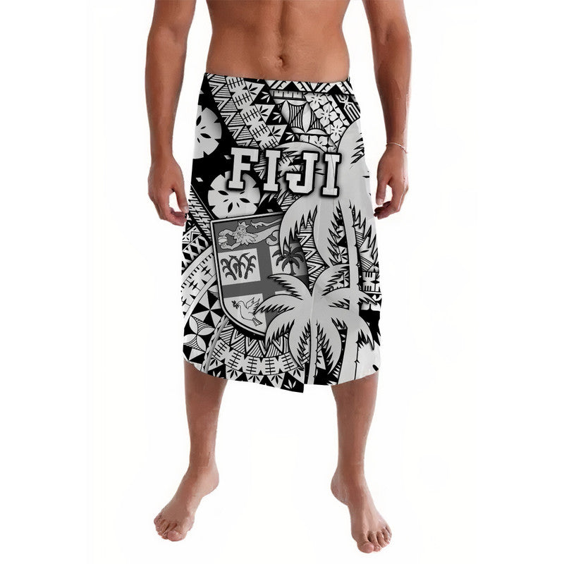 Fiji Coat Of Arms Lavalava Masi Tapa Mixed Palm Tree No1 Black Version - Wonder Print Shop