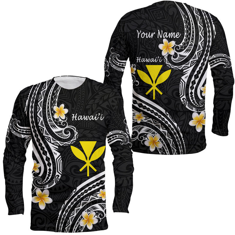 Custom Personalised Hawaii Long Sleeve Shirt Black Polynesian Line Style - Wonder Print Shop