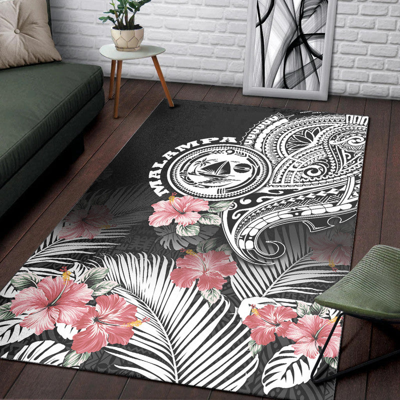 Vanuatu Malampa Province Area Rug Hibiscus Tribal Polynesian Tattoo Ver Black LT9 - Wonder Print Shop
