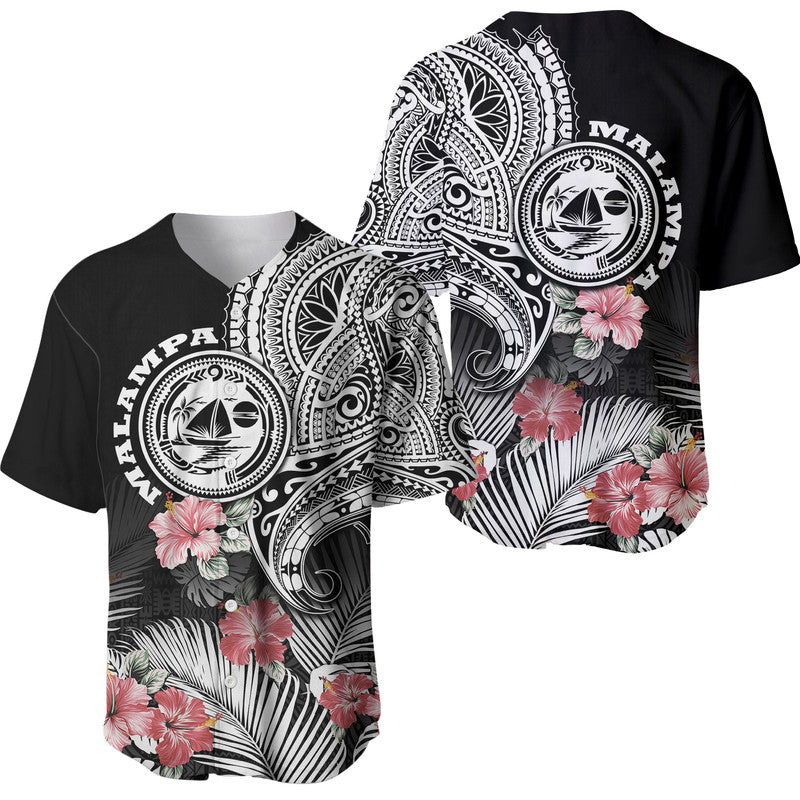 Vanuatu Malampa Province Baseball Jersey Hibiscus Tribal Polynesian Tattoo Ver Black LT9 - Wonder Print Shop