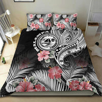 Vanuatu Malampa Province Bedding Set Hibiscus Tribal Polynesian Tattoo Ver Black LT9 - Wonder Print Shop