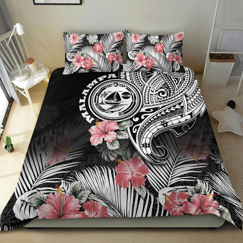 Vanuatu Malampa Province Bedding Set Hibiscus Tribal Polynesian Tattoo Ver Black LT9 - Wonder Print Shop