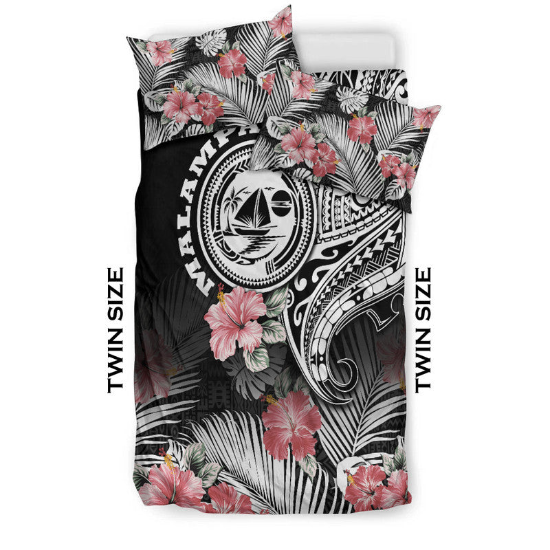 Vanuatu Malampa Province Bedding Set Hibiscus Tribal Polynesian Tattoo Ver Black LT9 - Wonder Print Shop