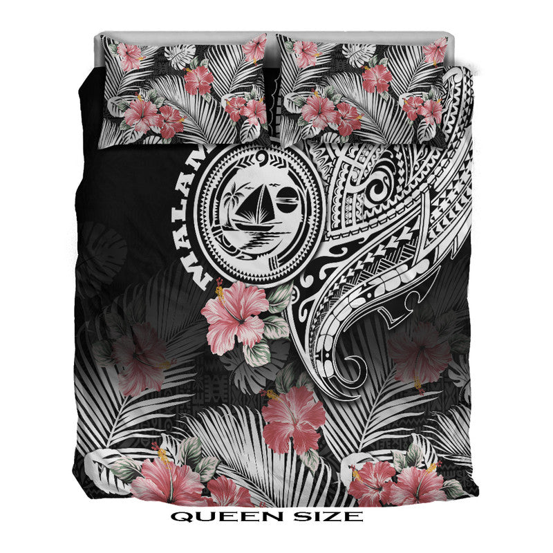 Vanuatu Malampa Province Bedding Set Hibiscus Tribal Polynesian Tattoo Ver Black LT9 - Wonder Print Shop