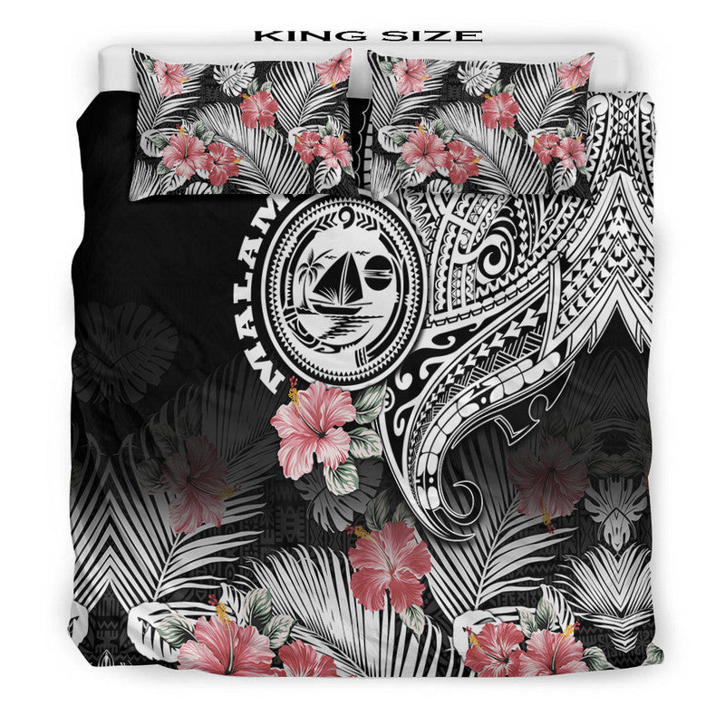 Vanuatu Malampa Province Bedding Set Hibiscus Tribal Polynesian Tattoo Ver Black LT9 - Wonder Print Shop