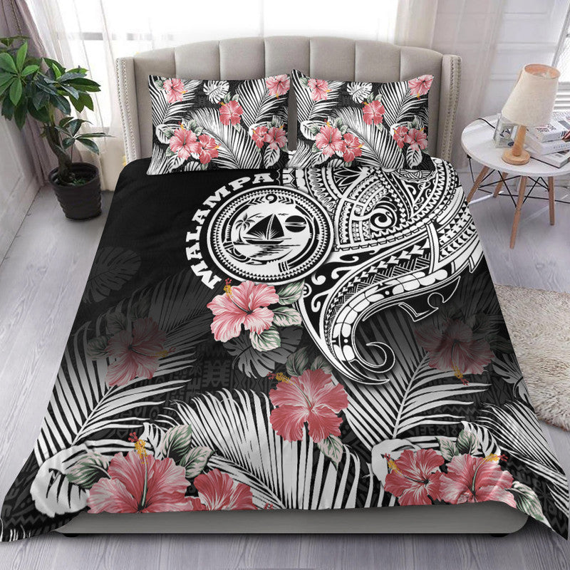 Vanuatu Malampa Province Bedding Set Hibiscus Tribal Polynesian Tattoo Ver Black LT9 - Wonder Print Shop