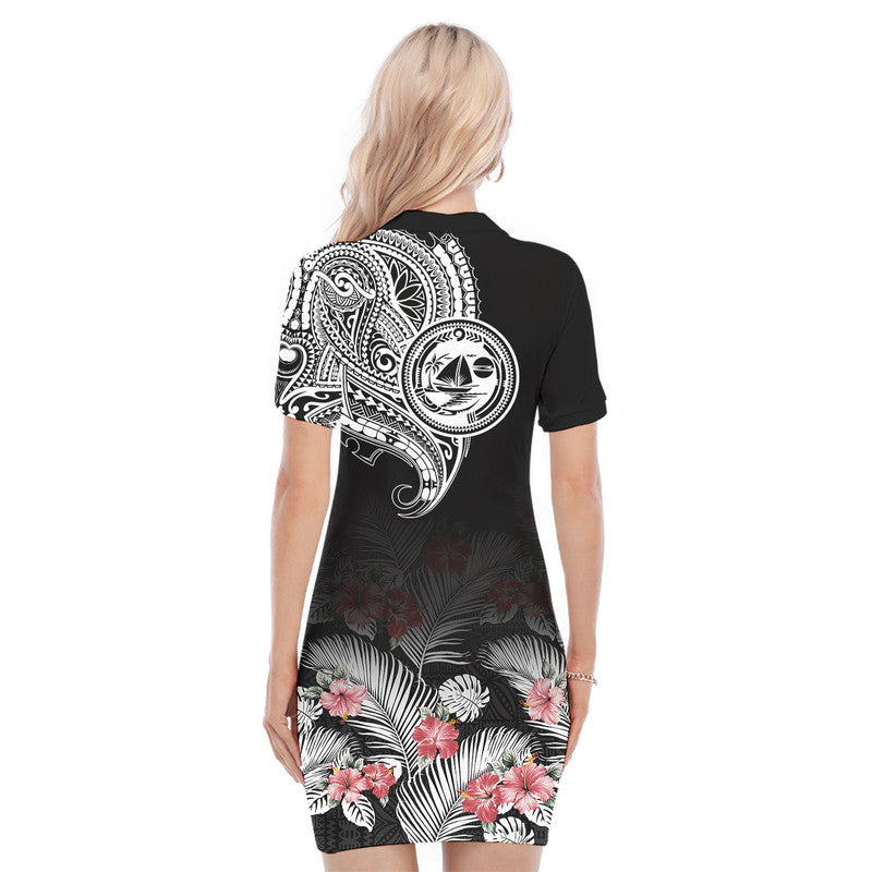 vanuatu-malampa-province-polo-dress-hibiscus-tribal-polynesian-tattoo-ver-black