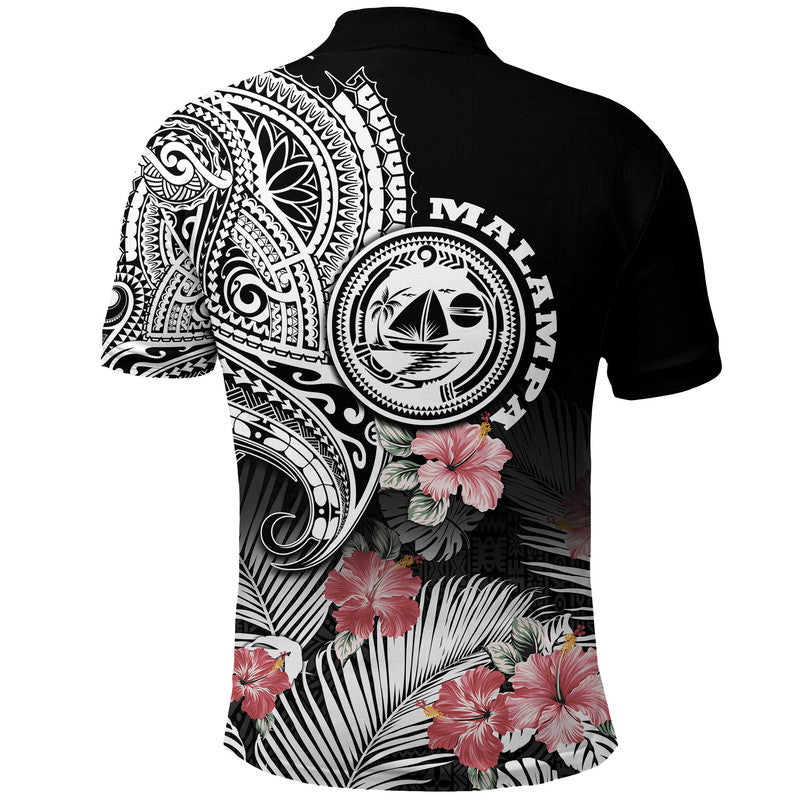 Malampa Province Vanuatu Polo Shirt Hibiscus Tribal Polynesian Tattoo Ver Black - Wonder Print Shop