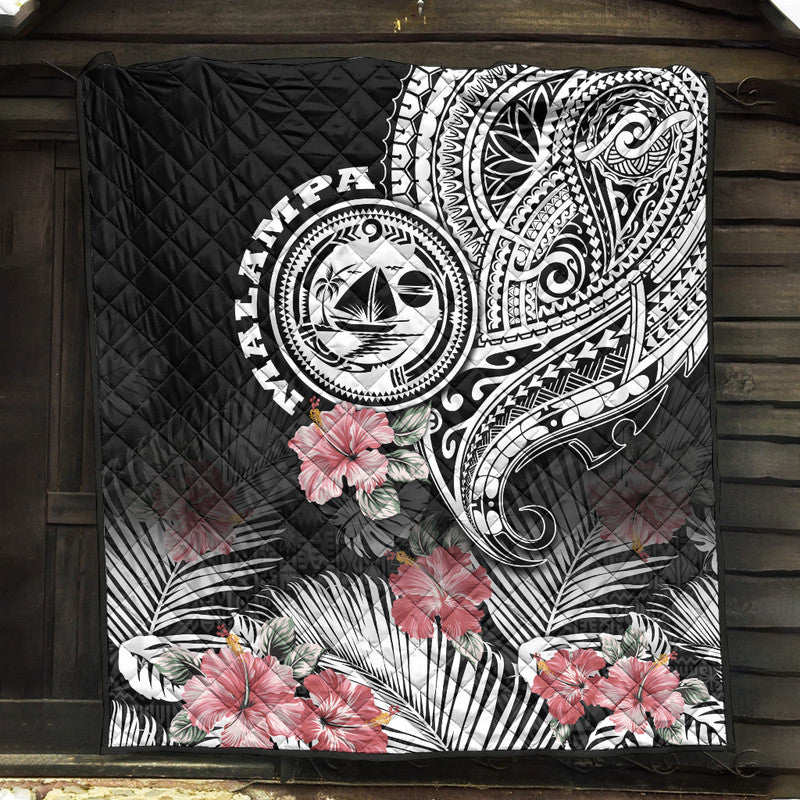 Vanuatu Malampa Province Premium Quilt Hibiscus Tribal Polynesian Tattoo Ver Black - Wonder Print Shop