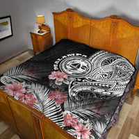 Vanuatu Malampa Province Premium Quilt Hibiscus Tribal Polynesian Tattoo Ver Black - Wonder Print Shop