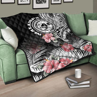 Vanuatu Malampa Province Premium Quilt Hibiscus Tribal Polynesian Tattoo Ver Black - Wonder Print Shop