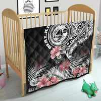 Vanuatu Malampa Province Premium Quilt Hibiscus Tribal Polynesian Tattoo Ver Black - Wonder Print Shop