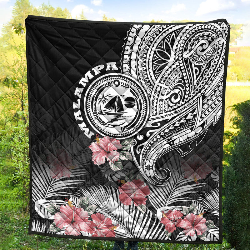 Vanuatu Malampa Province Premium Quilt Hibiscus Tribal Polynesian Tattoo Ver Black - Wonder Print Shop