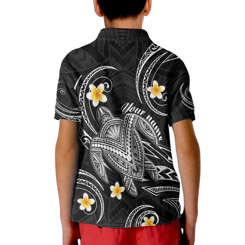 Custom Hawaii Polo Shirt Hawaiian Turtle Plumeria Mixed Polynesian Black Style - Wonder Print Shop