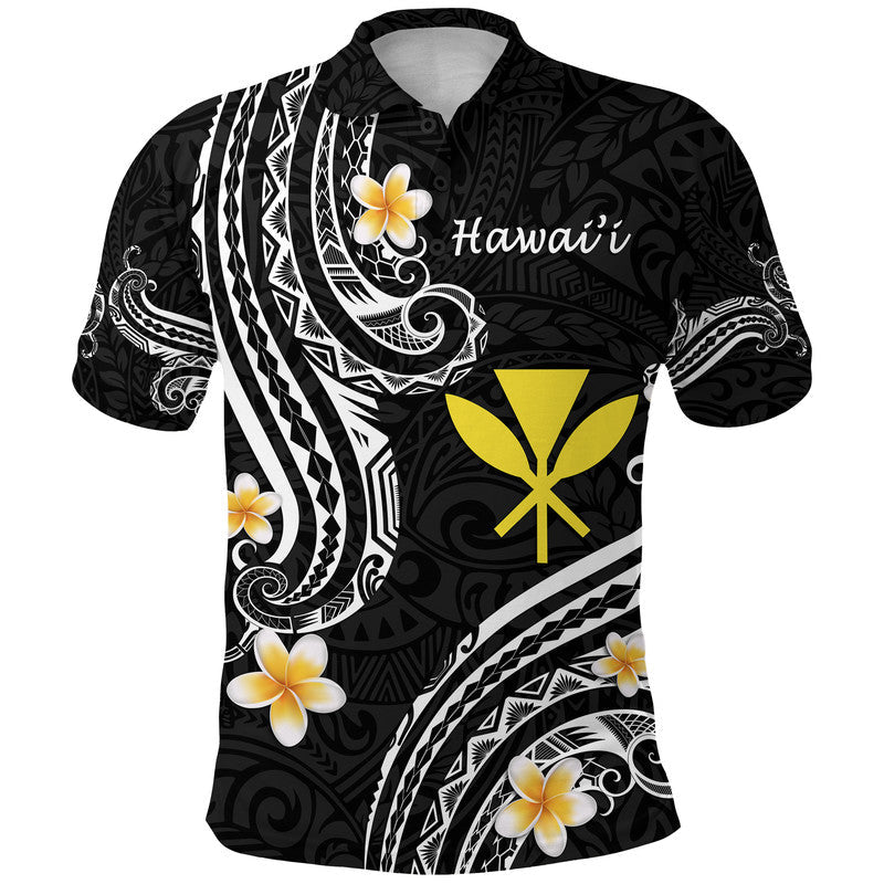 Hawaii Polo Shirt Black Polynesian Line Style - Wonder Print Shop