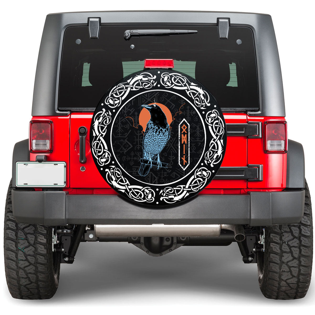 Viking Black Raven Sky Rune Viking Spare Tire Cover RLT12 - Wonder Print Shop
