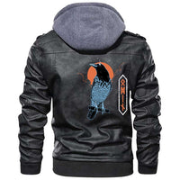 Viking Clothing Viking Black Raven Sky Rune Zipper Leather Jacket RLT12 - Wonder Print Shop