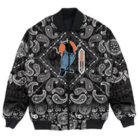 Viking Bomber Jacket Black Raven Sky Rune with Bandana Paisley Style RLT12 - Wonder Print Shop