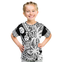 Custom Fiji Coat Of Arms T Shirt Masi Tapa Mixed Palm Tree No1 Black Version - Wonder Print Shop