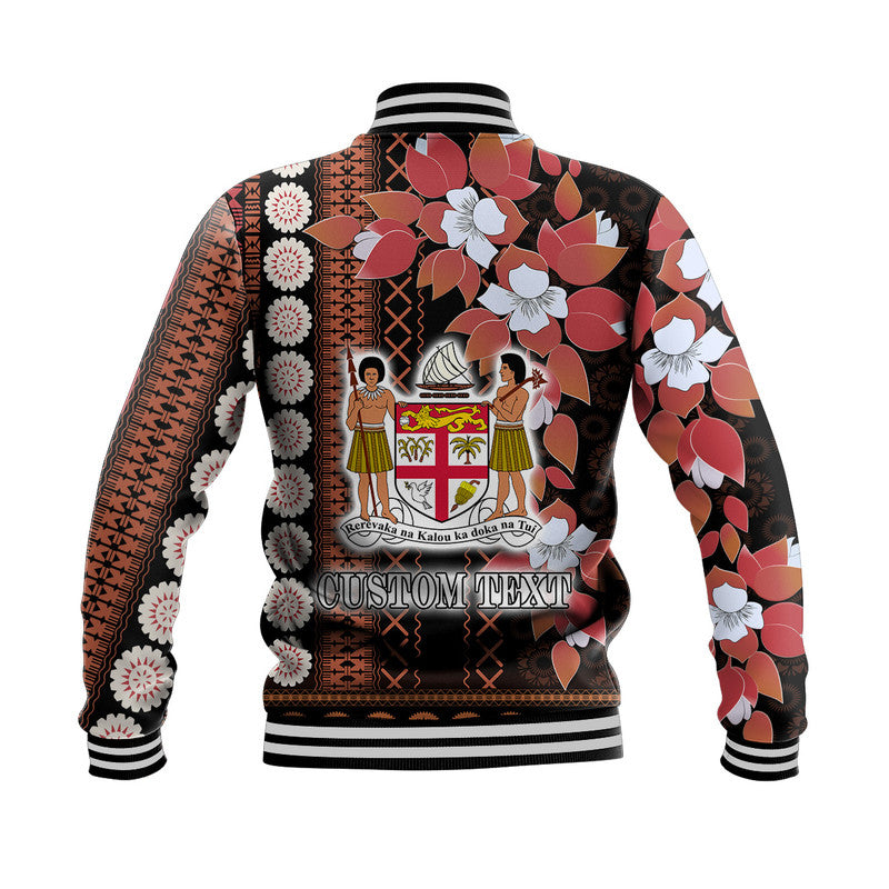 Custom Personalised Fiji Baseball Jacket Tagimoucia Mixed Black Tapa Style LT9 - Wonder Print Shop
