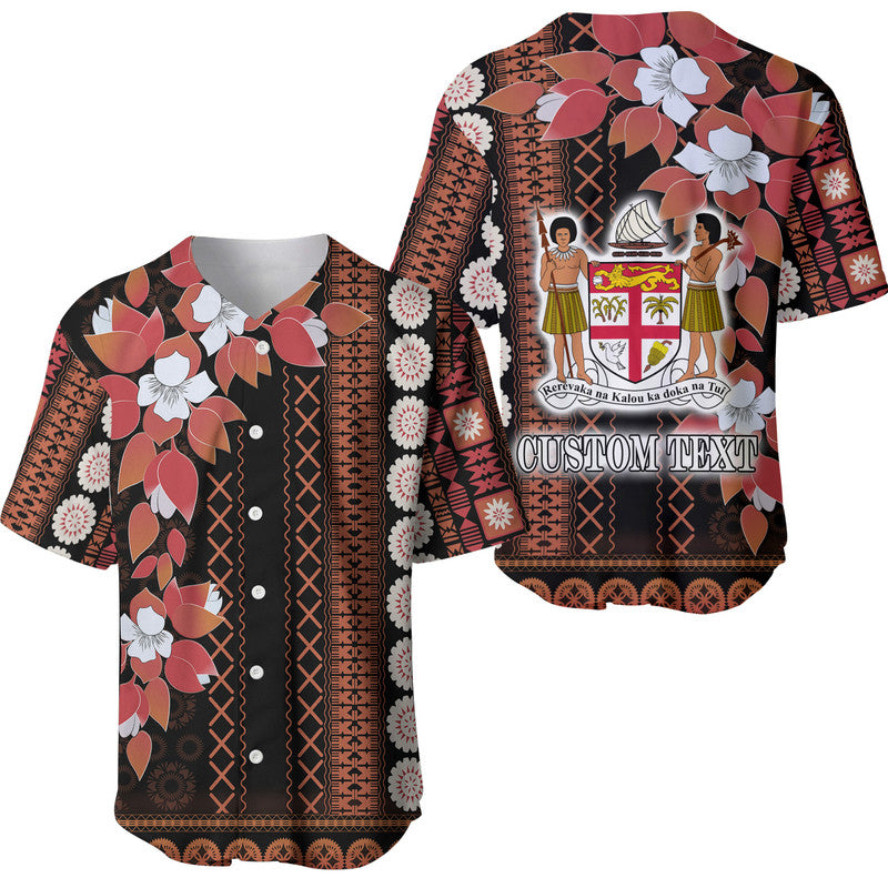 Custom Personalised Fiji Baseball Jersey Tagimoucia Mixed Black Tapa Style LT9 - Wonder Print Shop