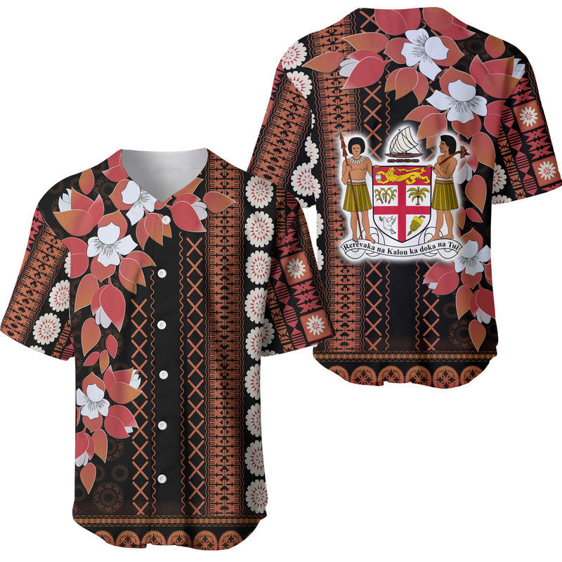 Fiji Baseball Jersey Tagimoucia Mixed Black Tapa Style LT9 - Wonder Print Shop