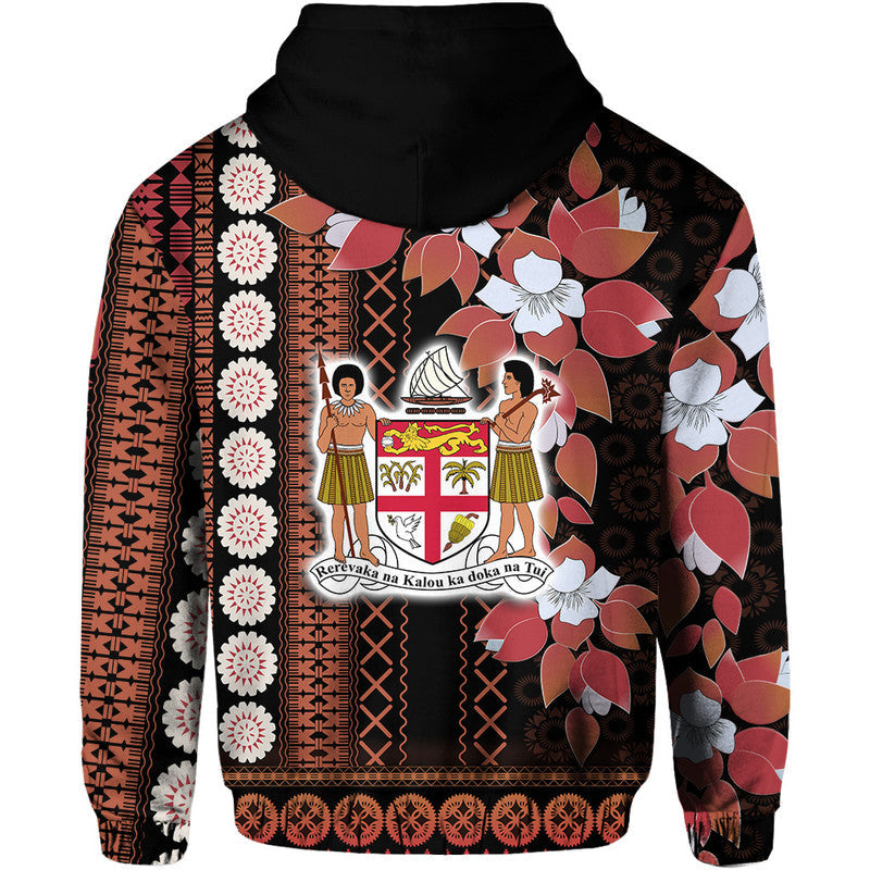 Fiji Hoodie Tagimoucia Mixed Black Tapa Style - Wonder Print Shop