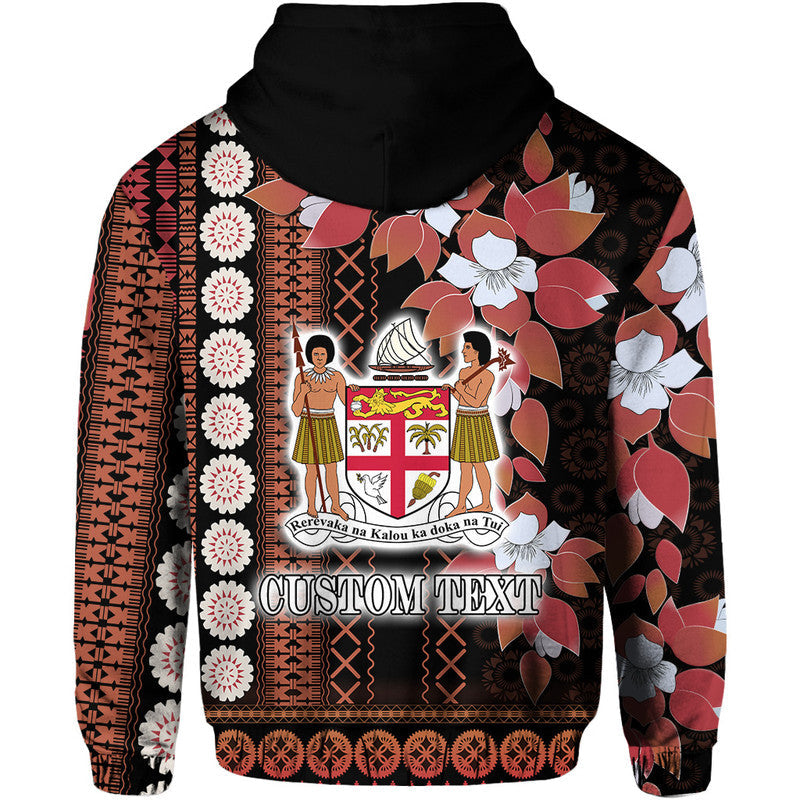 Custom Personalised Fiji Hoodie Tagimoucia Mixed Black Tapa Style - Wonder Print Shop