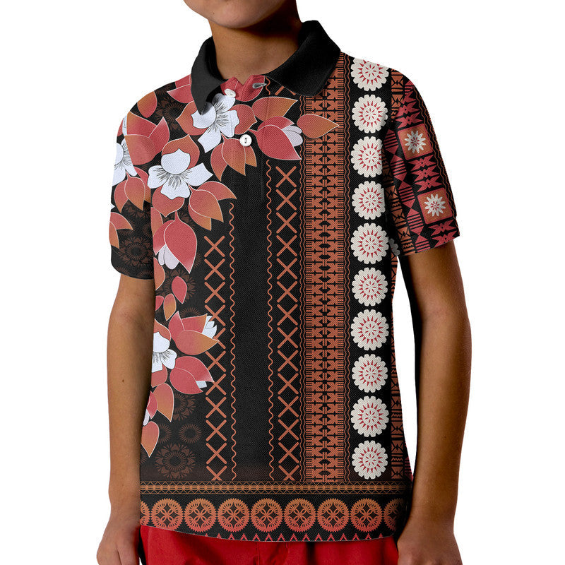 Fiji Polo Shirt Tagimoucia Mixed Black Tapa Style - Wonder Print Shop