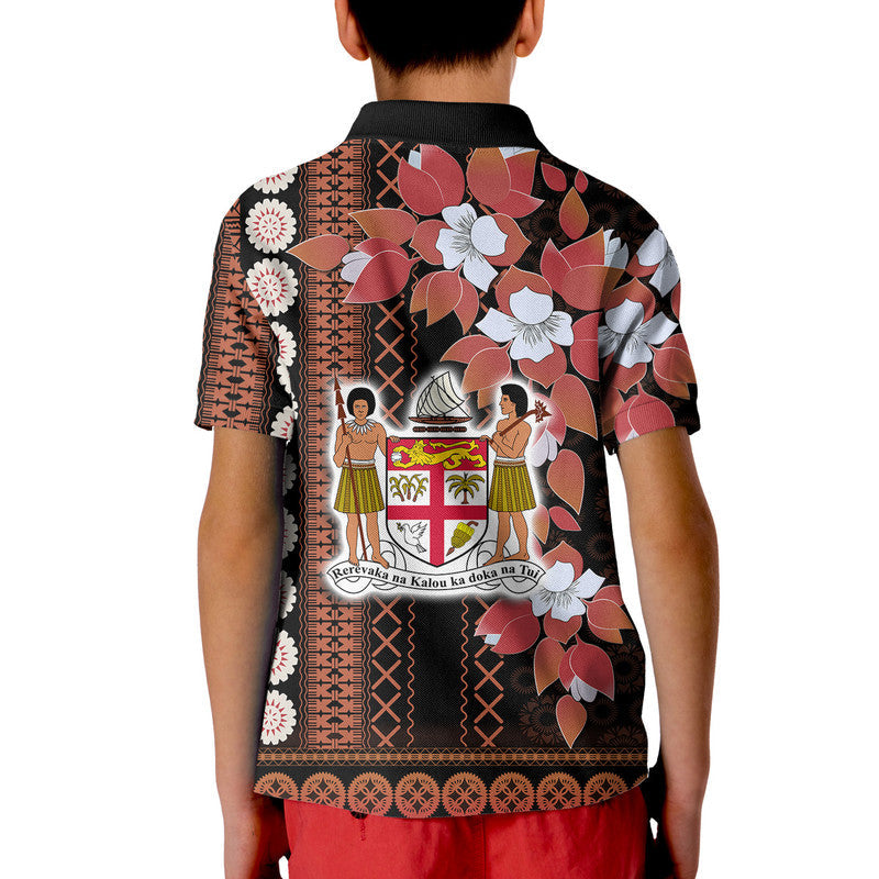 Fiji Polo Shirt Tagimoucia Mixed Black Tapa Style - Wonder Print Shop