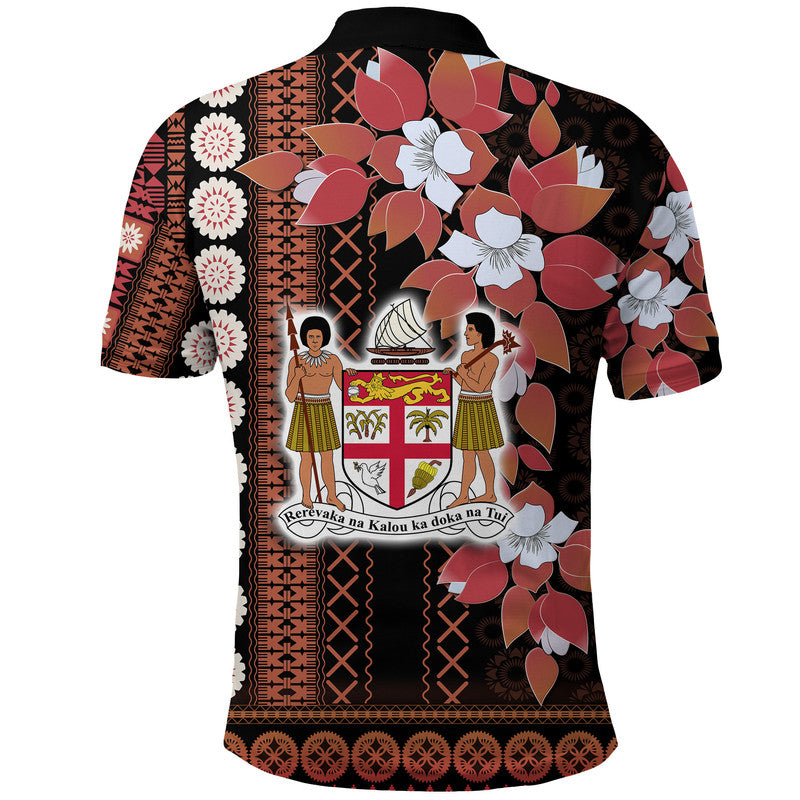 Fiji Polo Shirt Tagimoucia Mixed Black Tapa Style - Wonder Print Shop