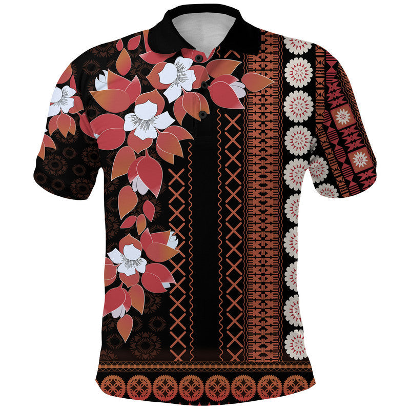 Custom Fiji Polo Shirt Tagimoucia Mixed Black Tapa Style - Wonder Print Shop