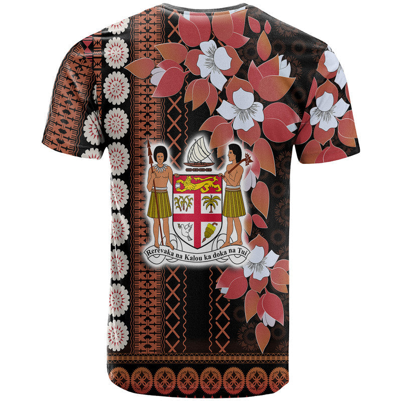Fiji T Shirt Tagimoucia Mixed Black Tapa Style - Wonder Print Shop