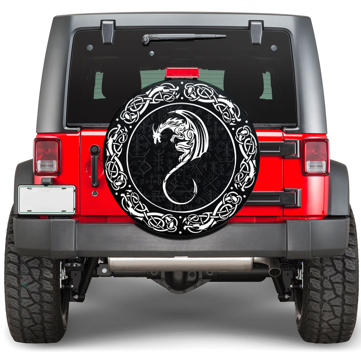 Viking Black Winged Dragon Spirit Of Celts Viking Spare Tire Cover RLT12 - Wonder Print Shop