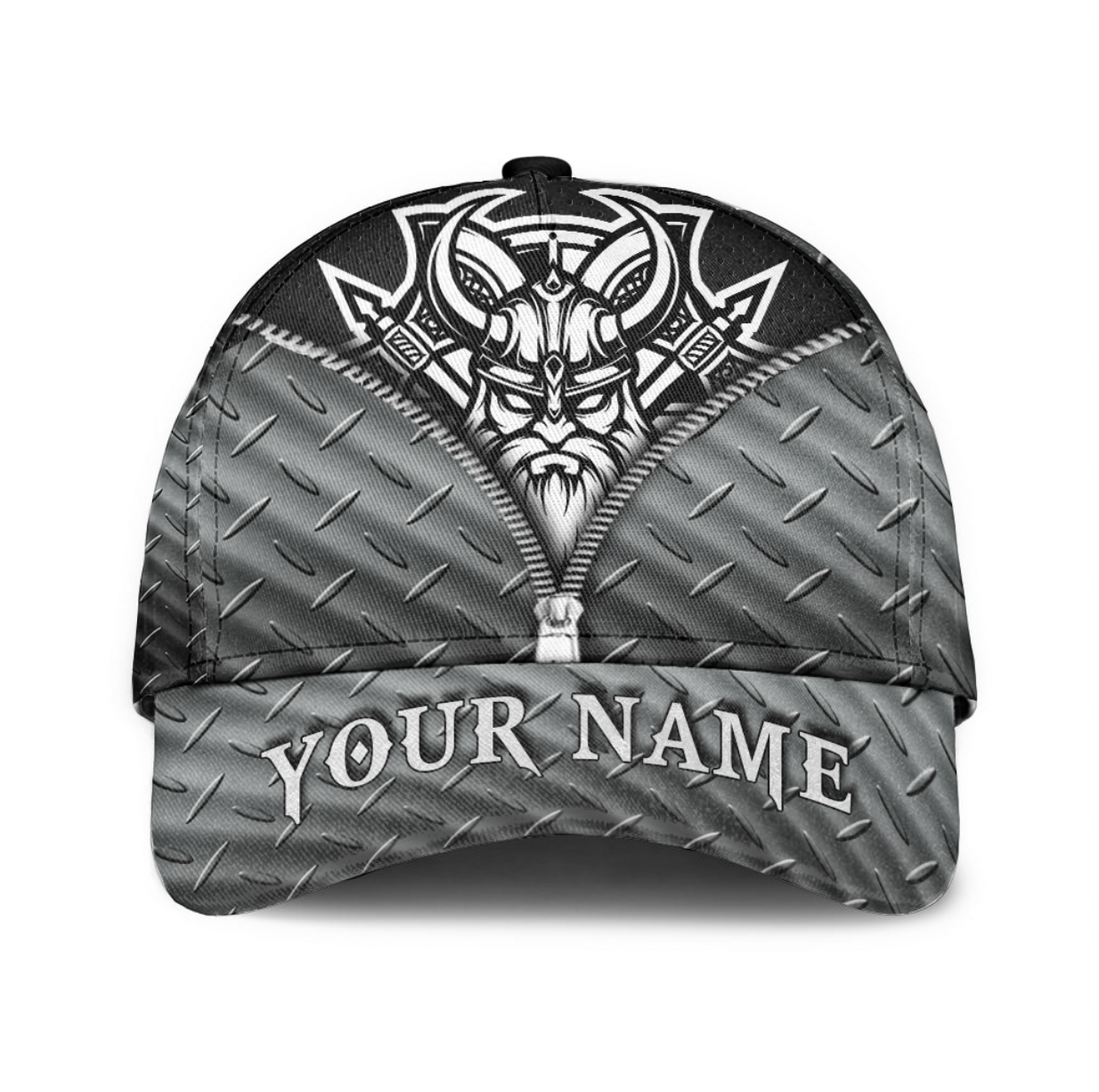 custom-viking-classic-cap-black-and-white-head-with-shield-and-axe-classic-cap