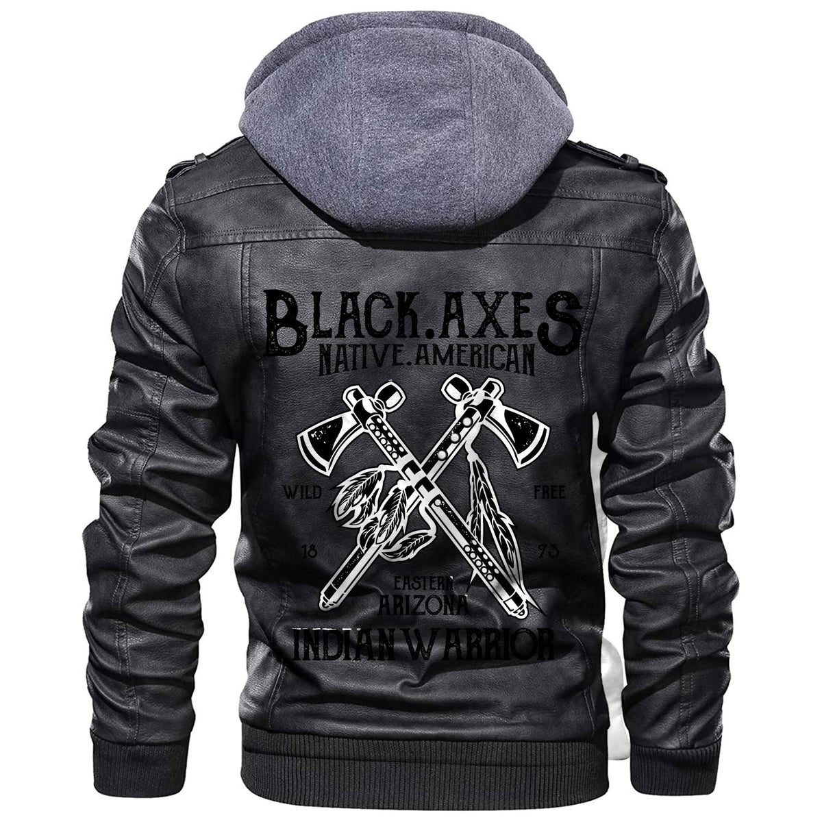 Viking Black Axes Indian Warrior Leather Jacket RLT12 - Wonder Print Shop