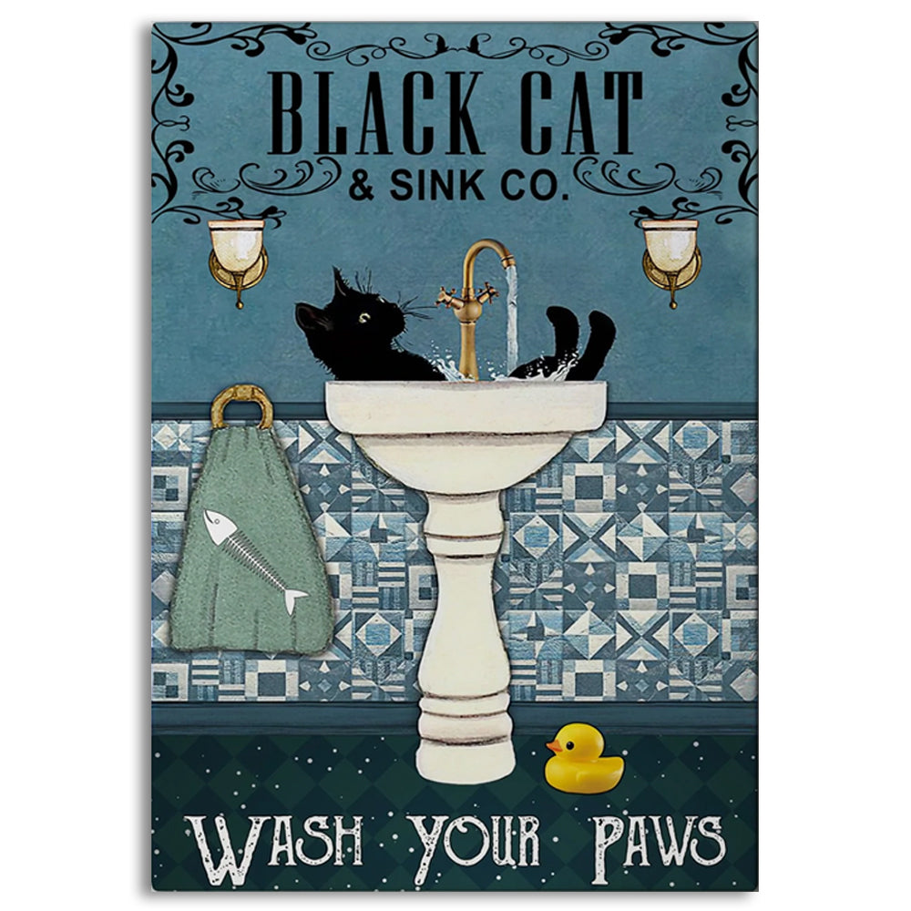 black-cat-wash-your-paws-vertical-poster