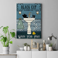 black-cat-wash-your-paws-vertical-poster