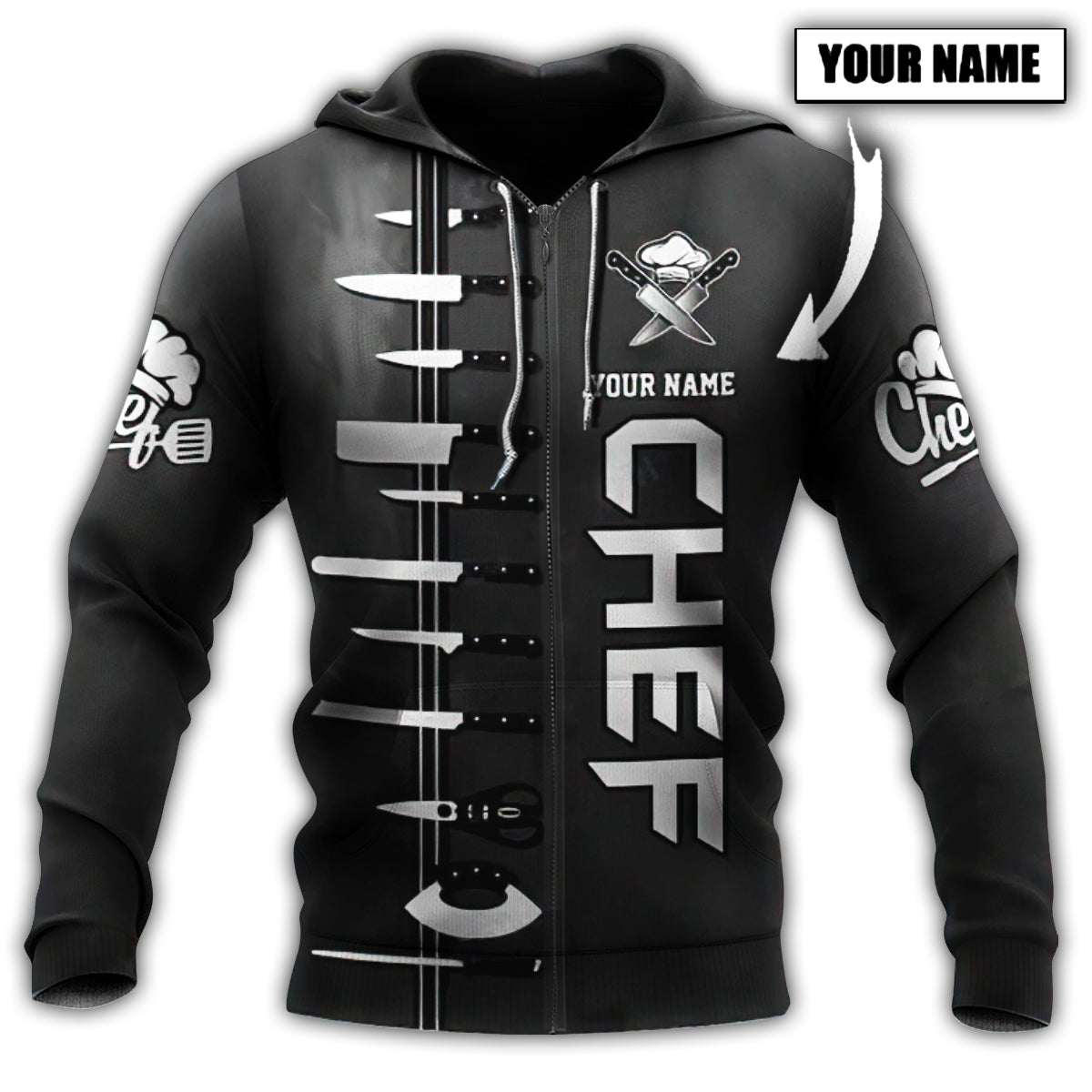 Black Chef Personalized Hoodie - Wonder Print Shop