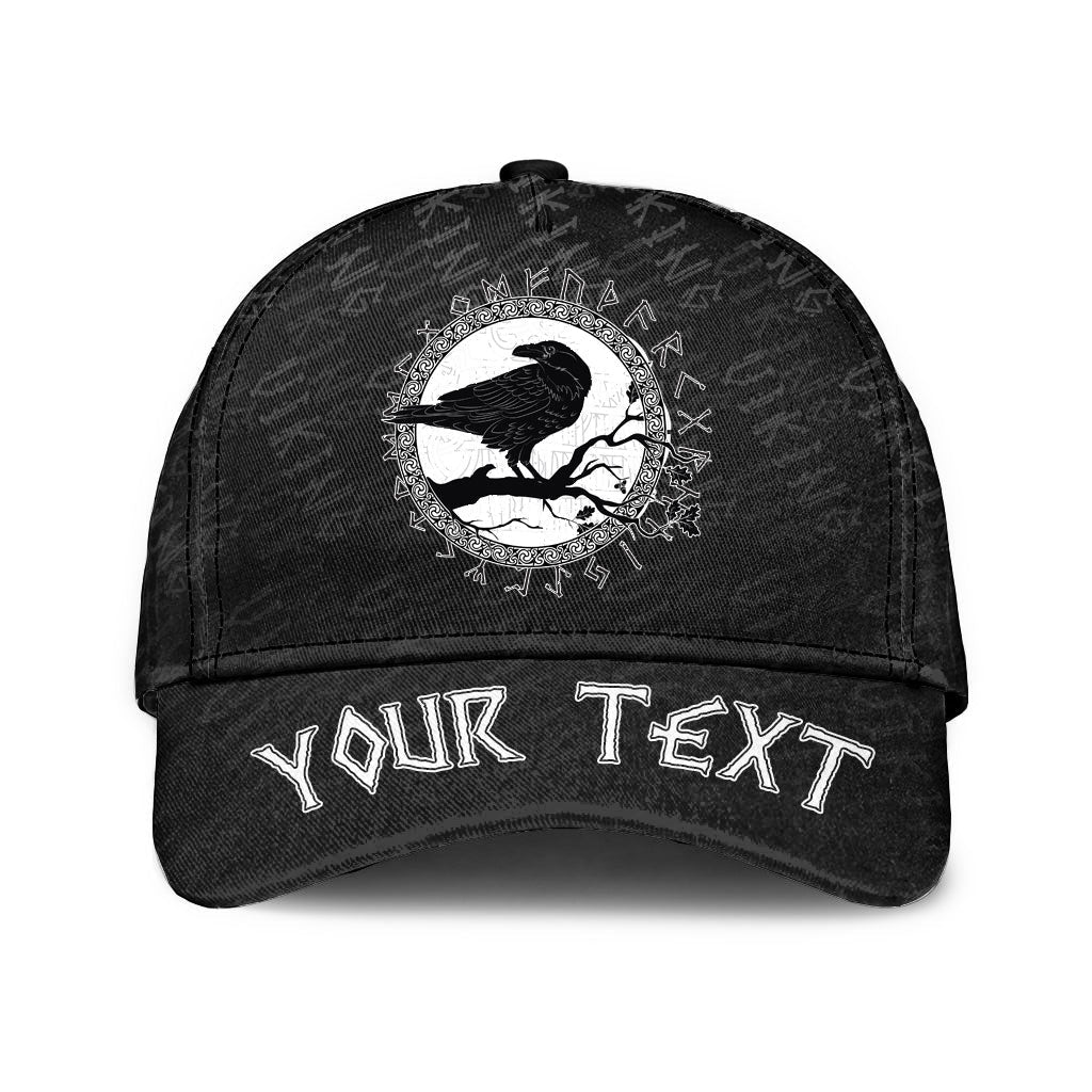 viking-classic-cap-custom-black-crow-sitting-on-branch-of-an-oak-tree-classic-cap