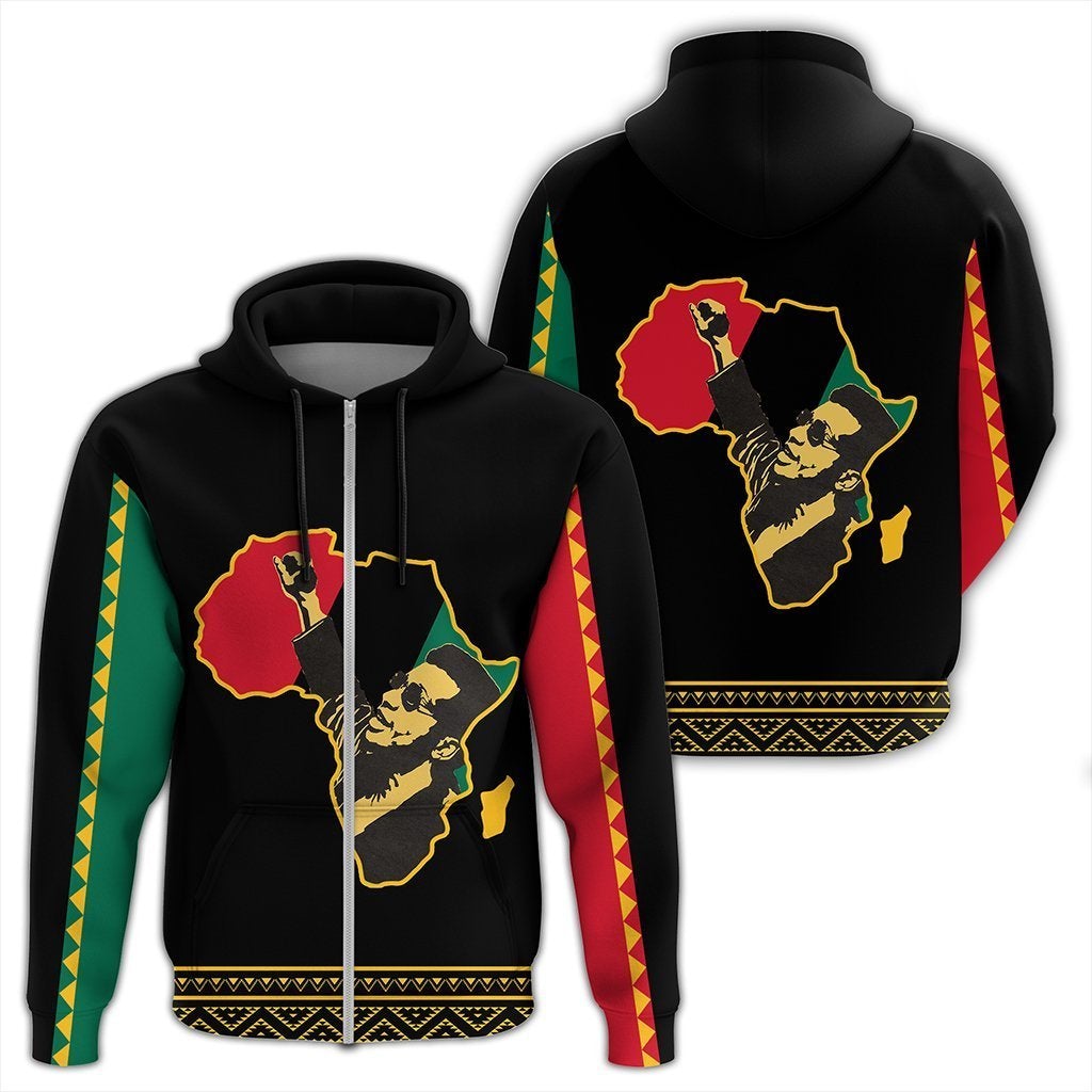 African Hoodie FRed Hampton Black History Month Zip Hoodie - Wonder Print Shop