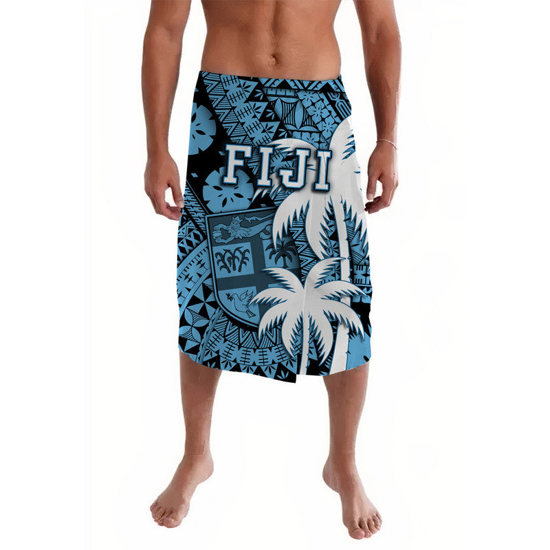 Fiji Coat Of Arms Lavalava Masi Tapa Mixed Palm Tree No1 Blue Version - Wonder Print Shop