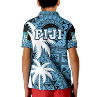 Fiji Polo Shirt Coat Of Arms Masi Tapa Mixed Palm Tree No1 Blue Version - Wonder Print Shop