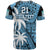 Custom Fiji Coat Of Arms T Shirt Masi Tapa Mixed Palm Tree No1 Blue Version - Wonder Print Shop