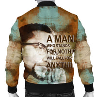 African Jacket - Malcolm X Ver2 Quote Paint Mix Bomber Jacket - Wonder Print Shop