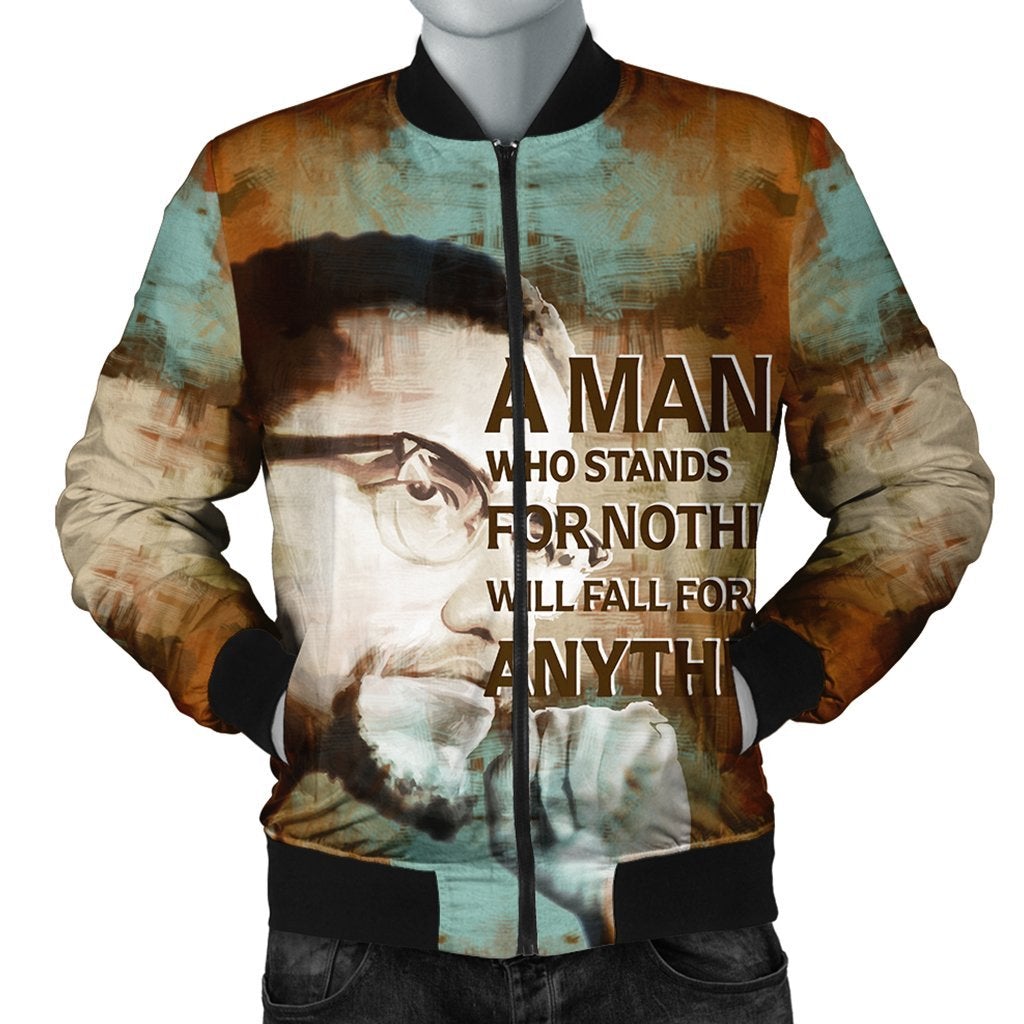 African Jacket - Malcolm X Ver2 Quote Paint Mix Bomber Jacket - Wonder Print Shop