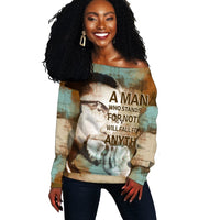 Wonder Print Shop Sweatshirt - Malcolm X Ver2 Quote Paint Mix Women Off Shoulder - Wonder Print Shop