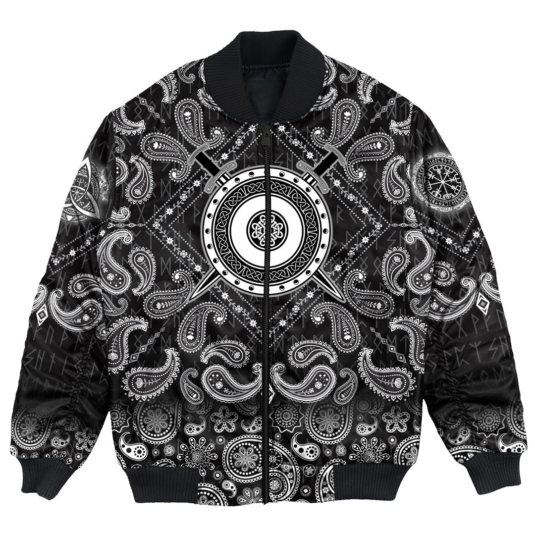 Viking Bomber Jacket Board Of With Crossed Swords with Bandana Paisley Style RLT12 - Wonder Print Shop