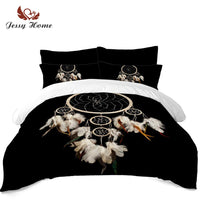 Native American Bohemia Bedding Set Dreamcatcher Print Duvet Cover Set Feather Print Bed Cover Pillowcase Black Bedclothes Home Decor LT10 - Wonder Print Shop