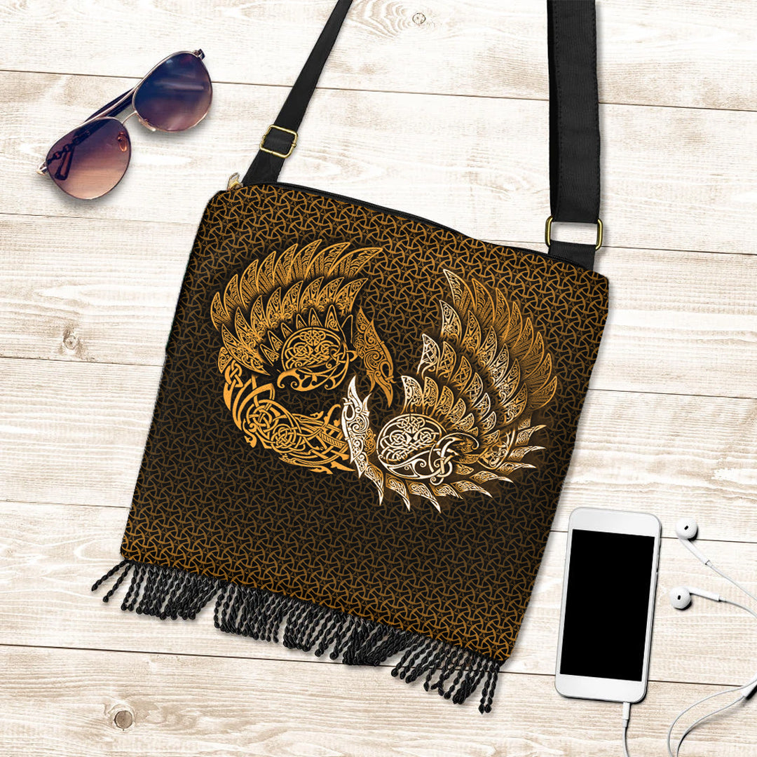 viking-crossbody-boho-handbag-ragnarok-huginn-muninn-gold-version-crossbody-boho-handbag